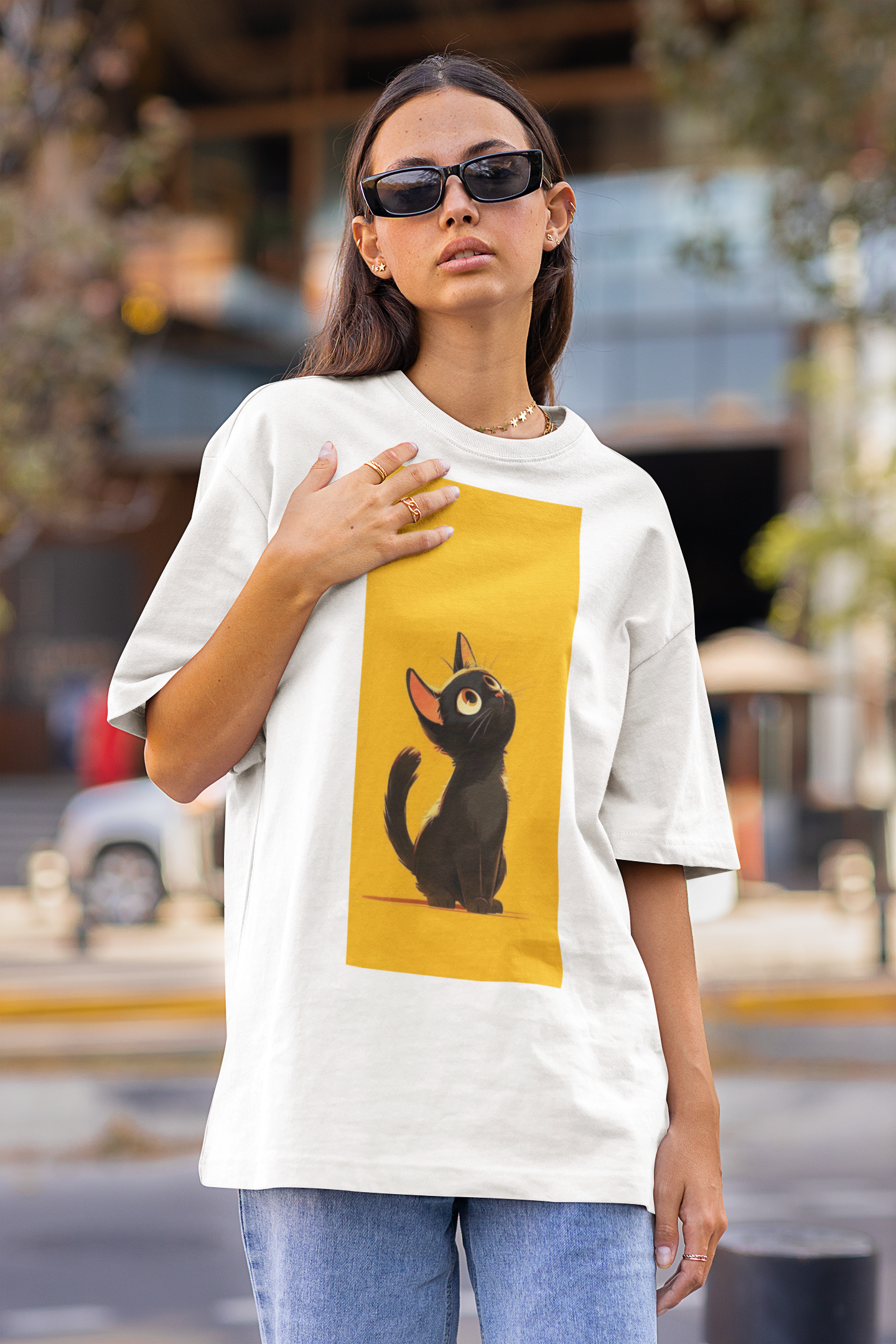 Curious Cat Oversized Tee