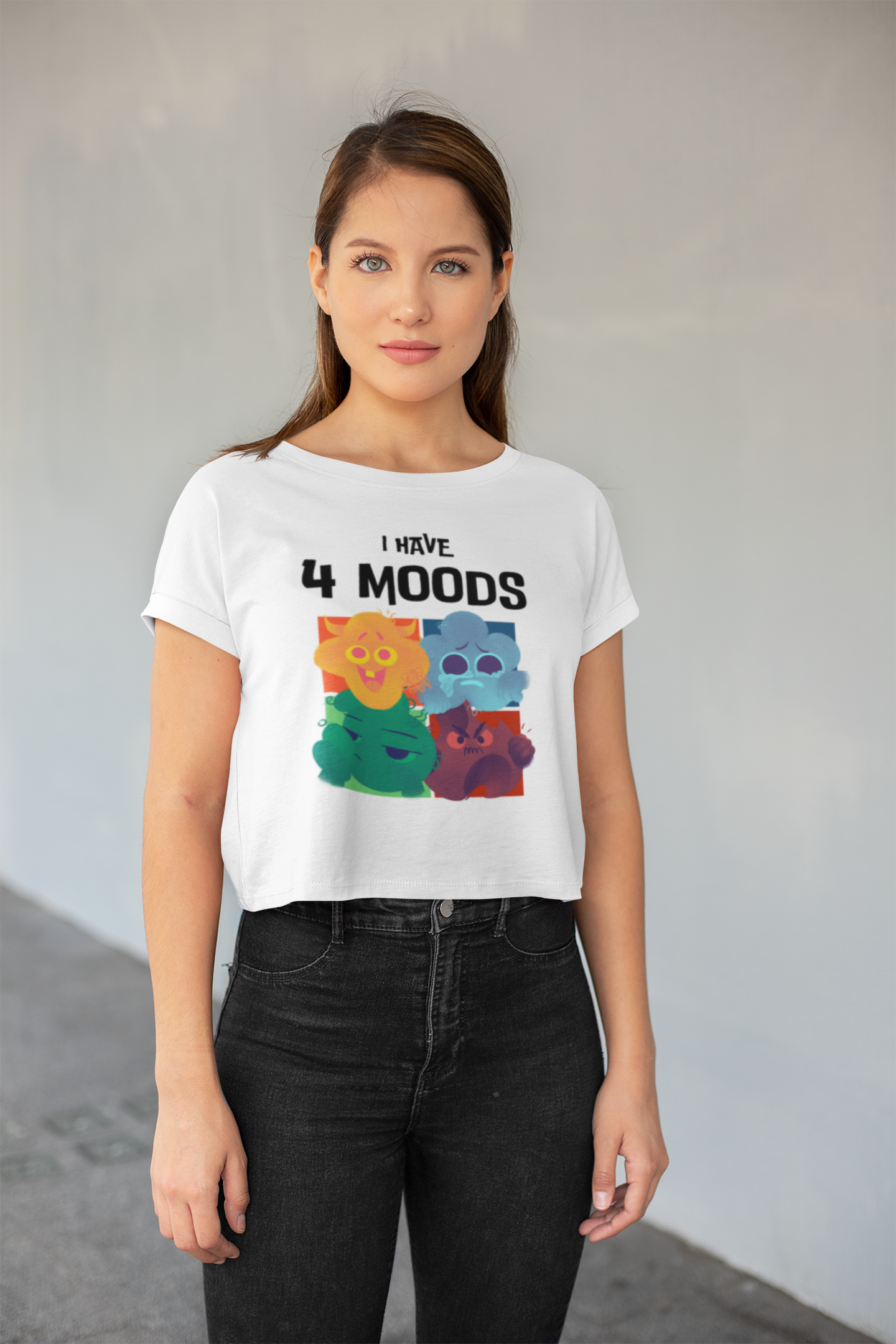 Moods White Oversized Crop Top Tee