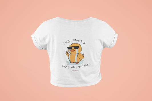Ducky White Oversized Crop Top