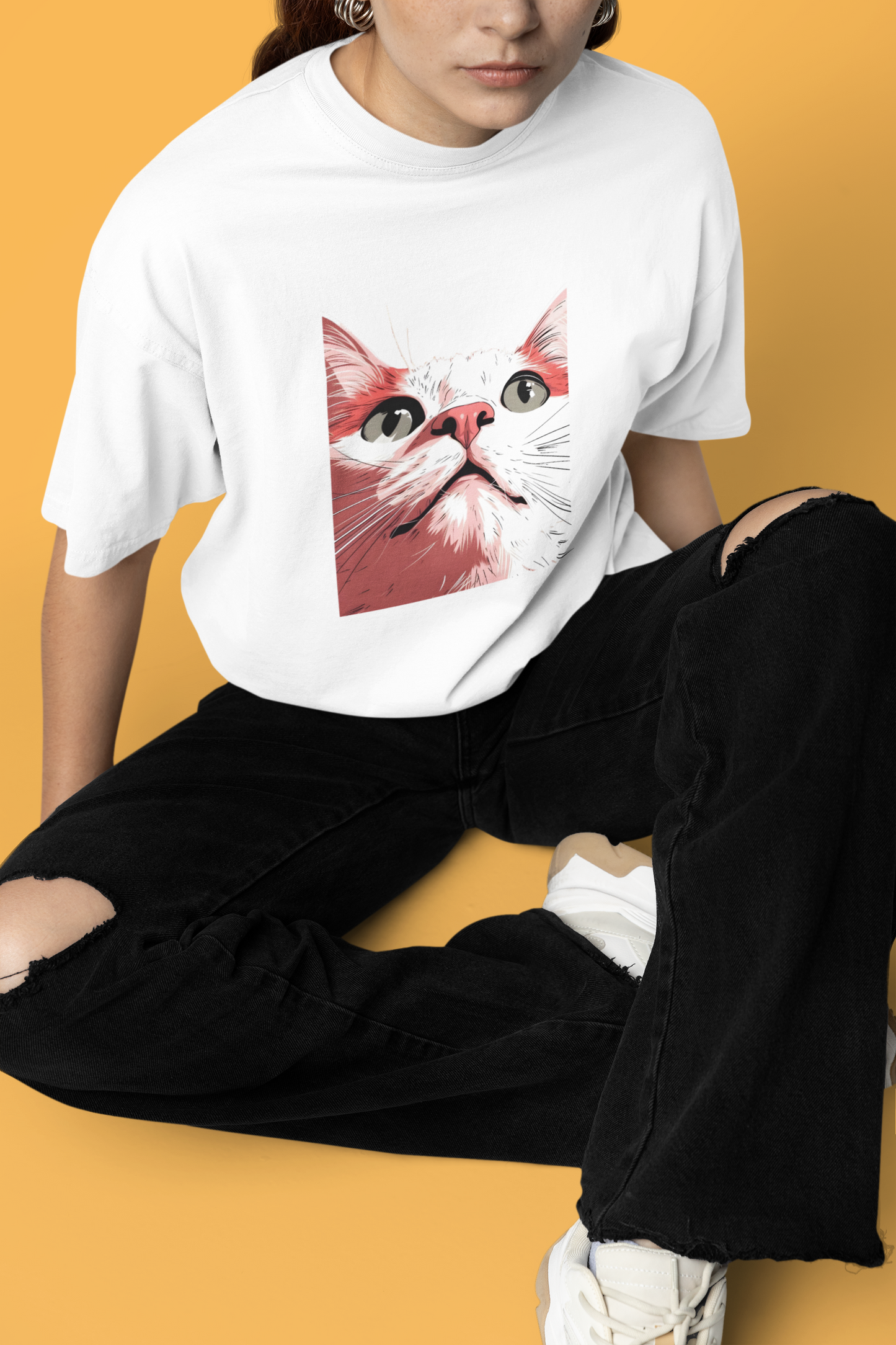 Curious Cat Oversized Tee