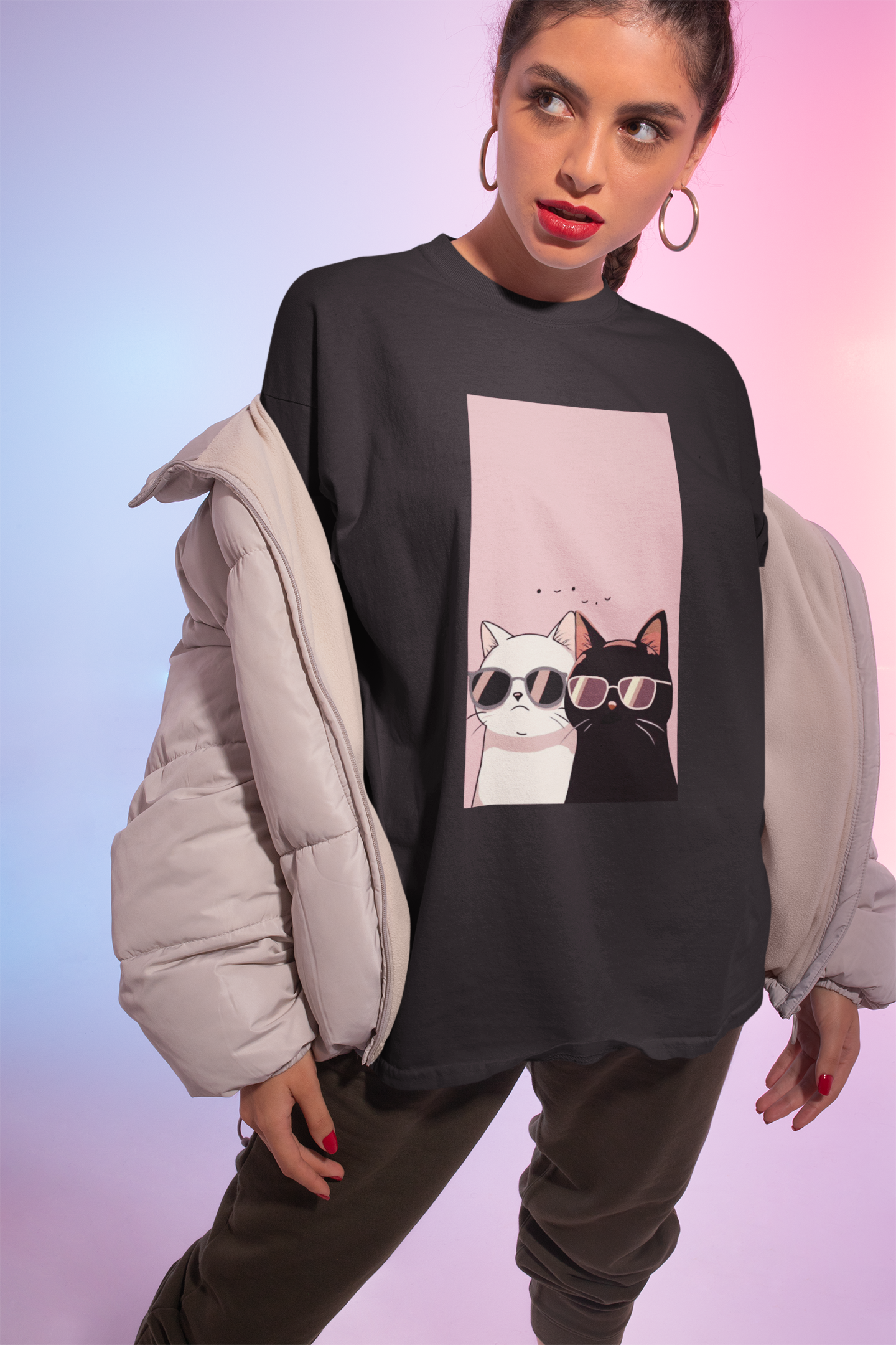 Cool Cats Oversized Tee
