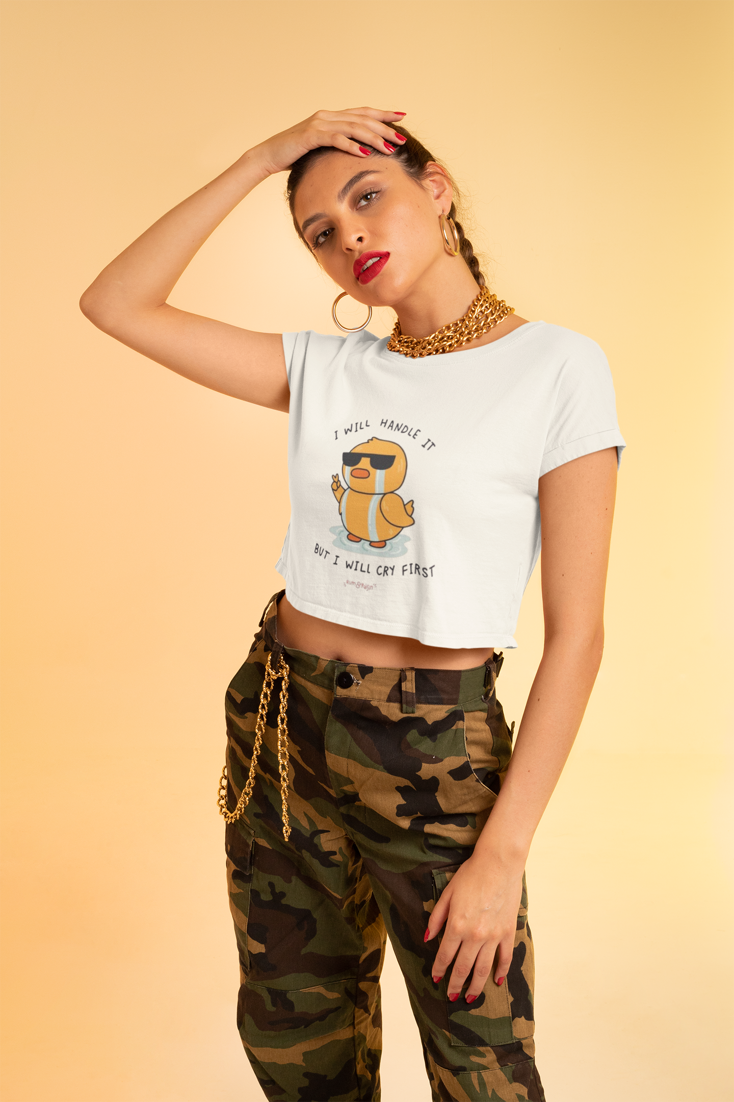 Ducky White Oversized Crop Top
