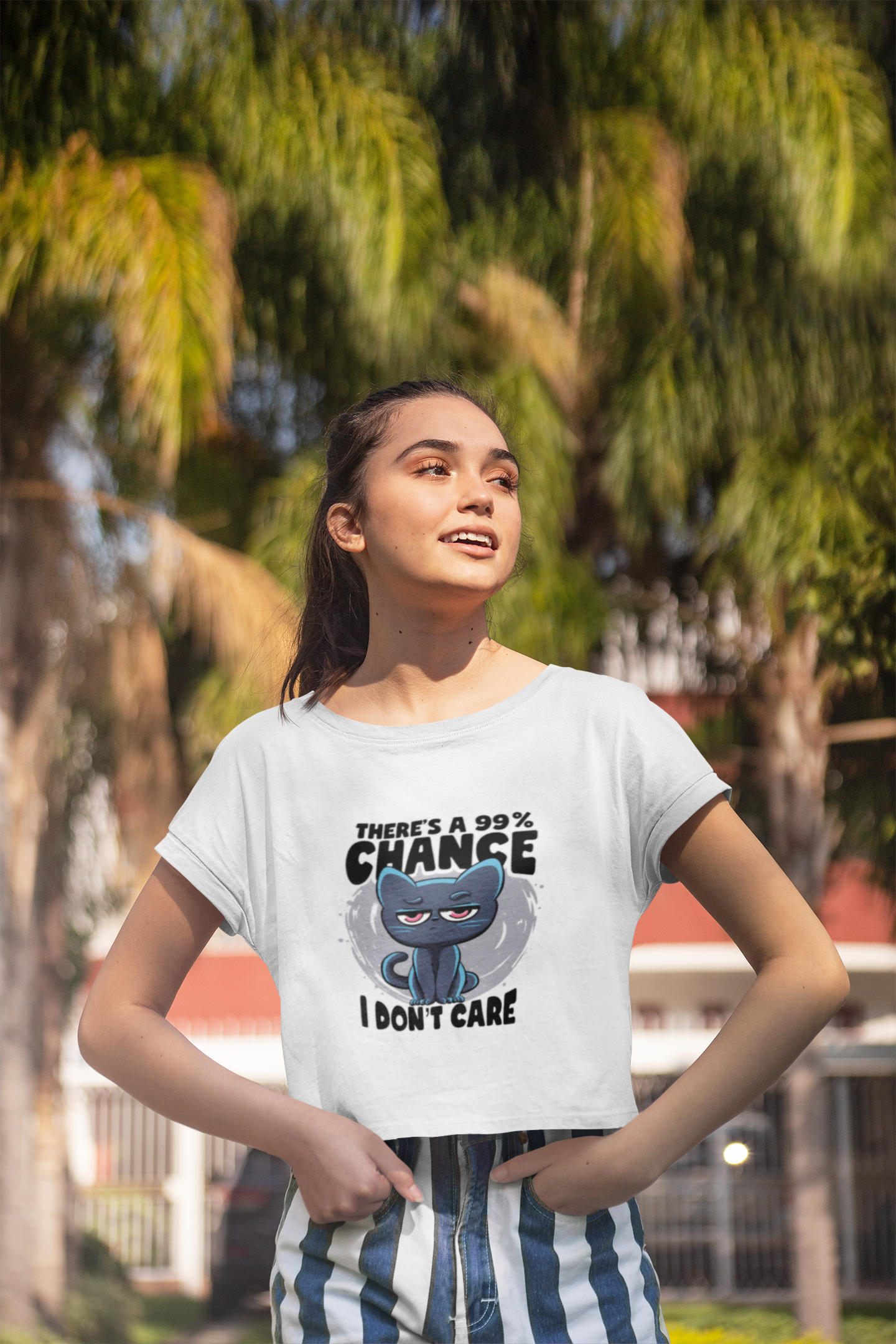 "I Don't Like" White Oversized Crop Top
