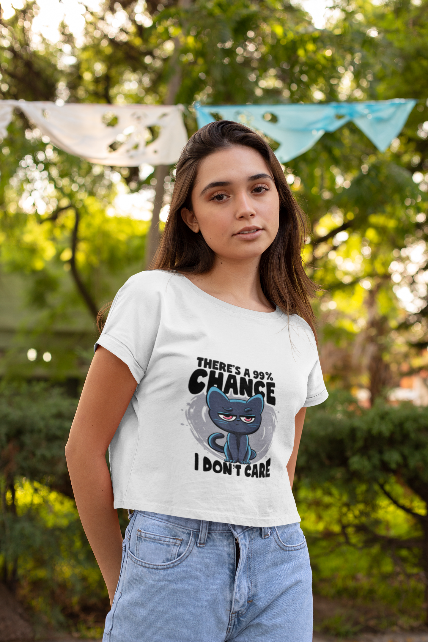 "I Don't Like" White Oversized Crop Top