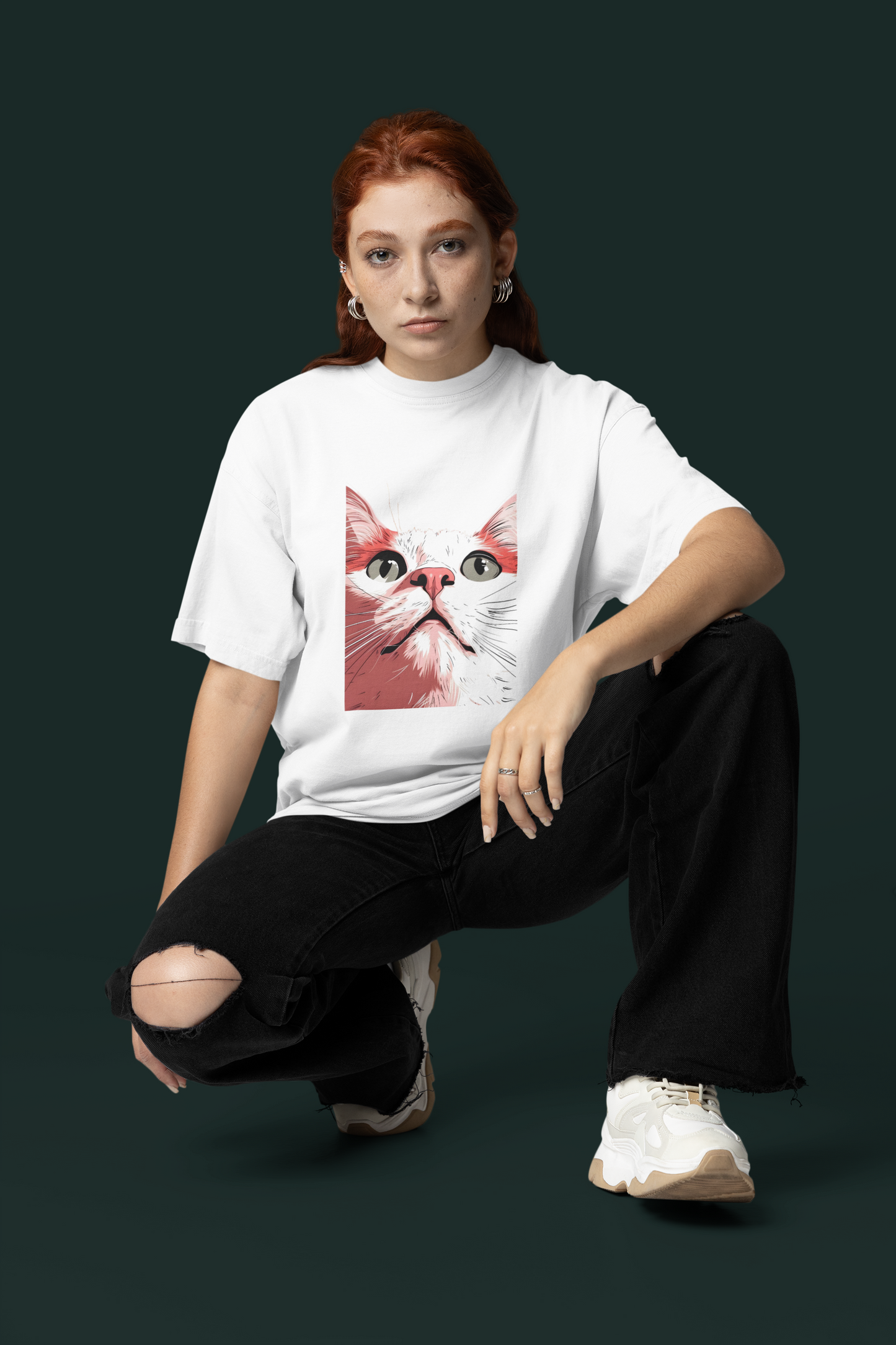 Curious Cat Oversized Tee