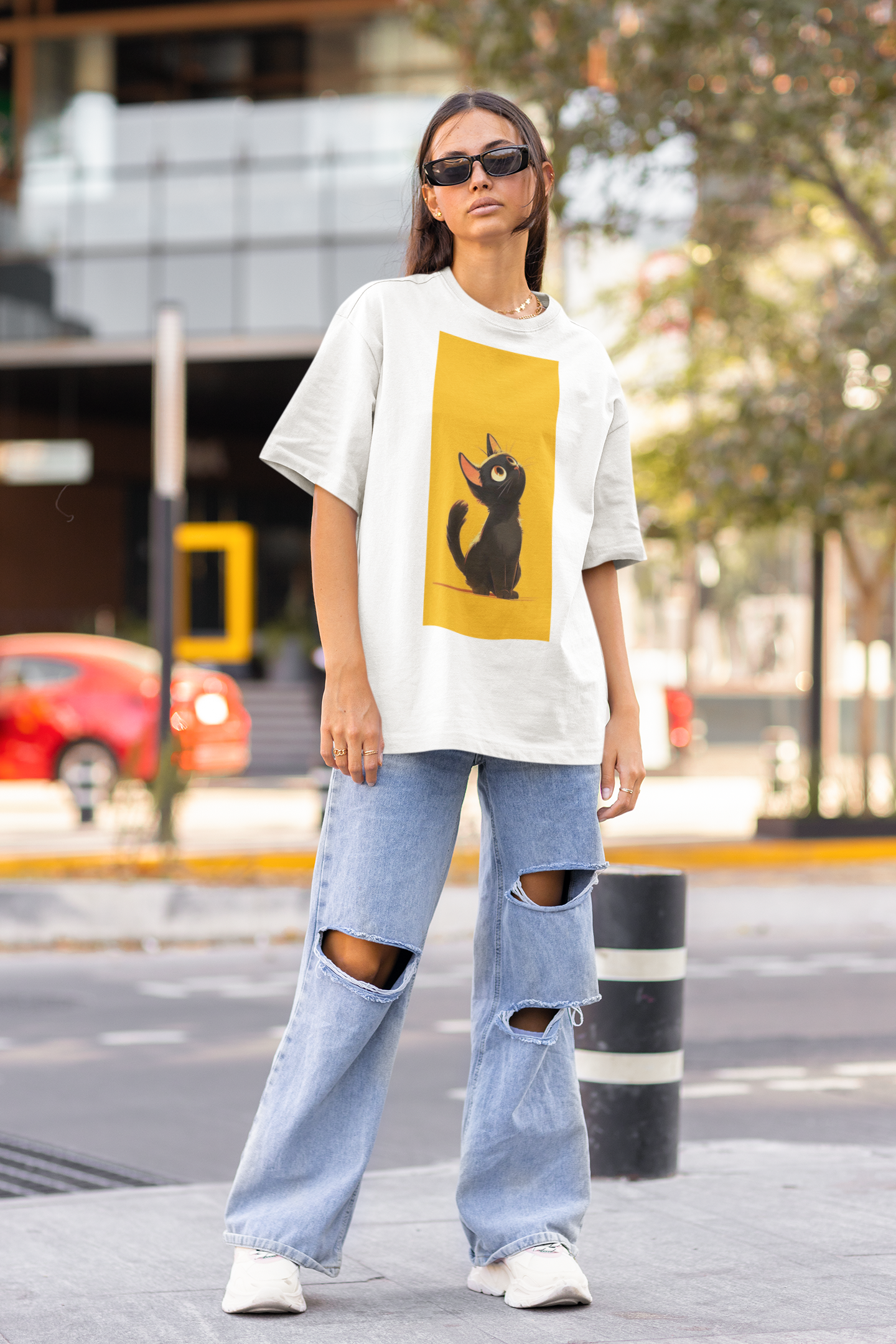 Curious Cat Oversized Tee