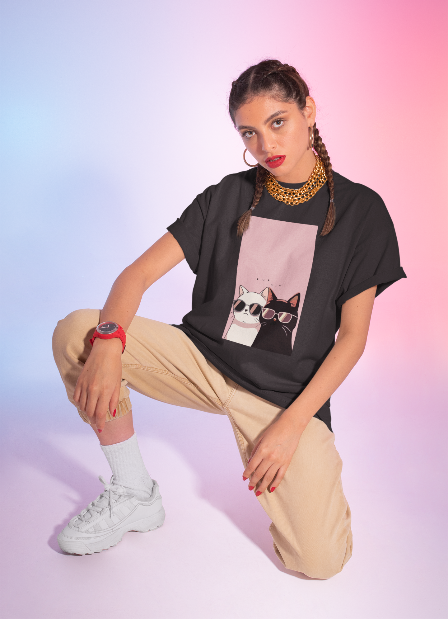 Cool Cats Oversized Tee
