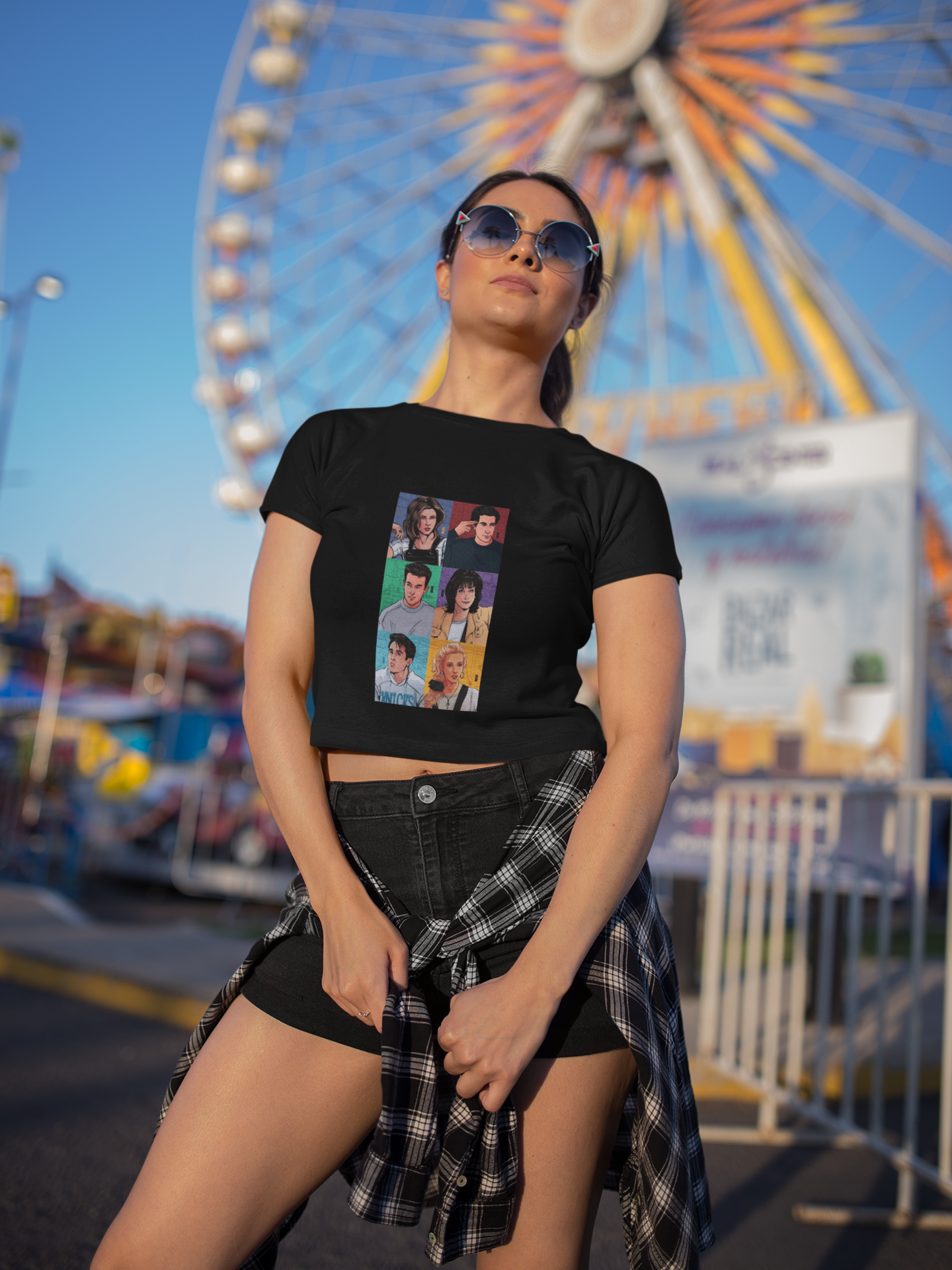 Retro pop-art Oversized Crop Top Tee