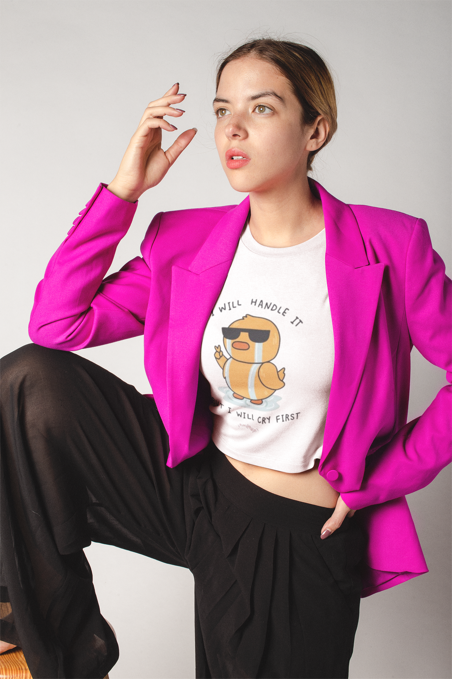 Ducky White Oversized Crop Top