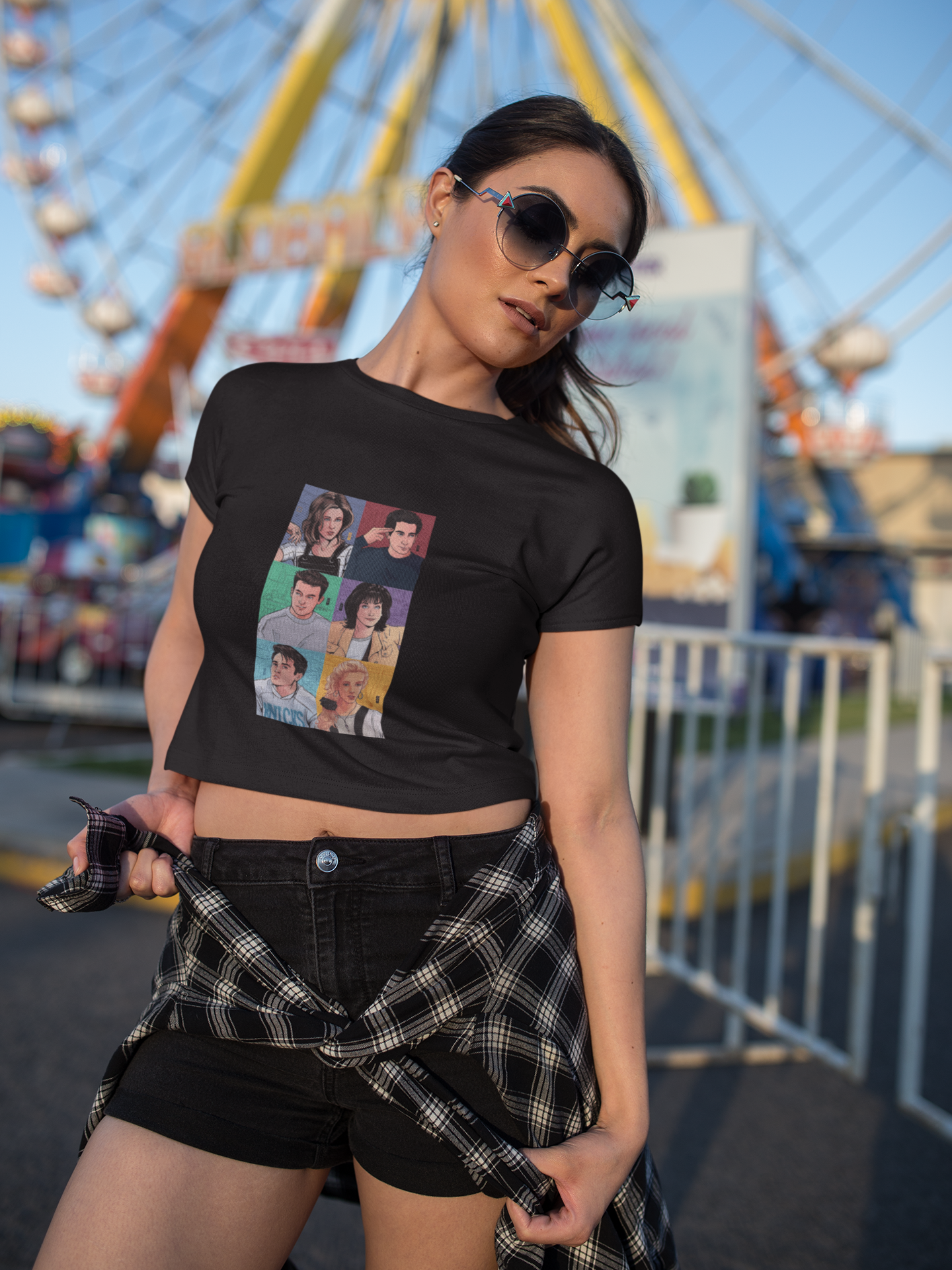Retro pop-art Oversized Crop Top Tee